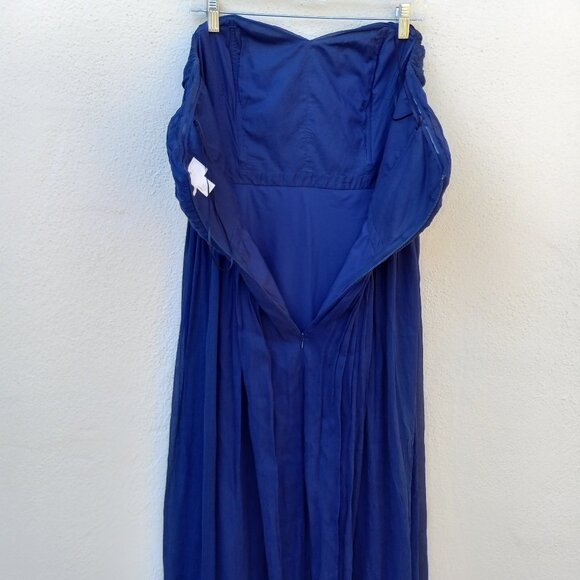 J Crew Long Silk Strapless Plisse Gown Sz 12 Black Tie Wedding Guest Formal - Picture 12 of 15